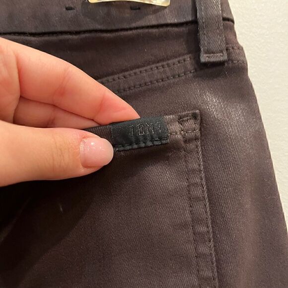 7 For All Mankind Coated High Waist Ankle Skinny Jeans – Chocolate Brown - Picture 9 of 9